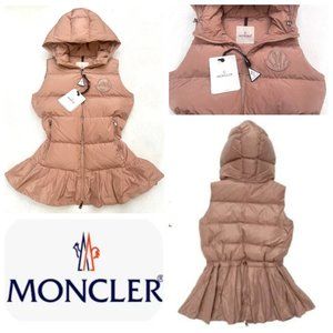 NWT Auc Moncler Brannec peplum hooded down puffer vest